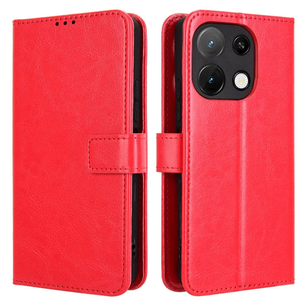 PU Leather Case For Umidigi Note 100  /  Note 100 5G  /  Note 100A Crazy Horse Texture Phone Wallet Cover - Red - 1