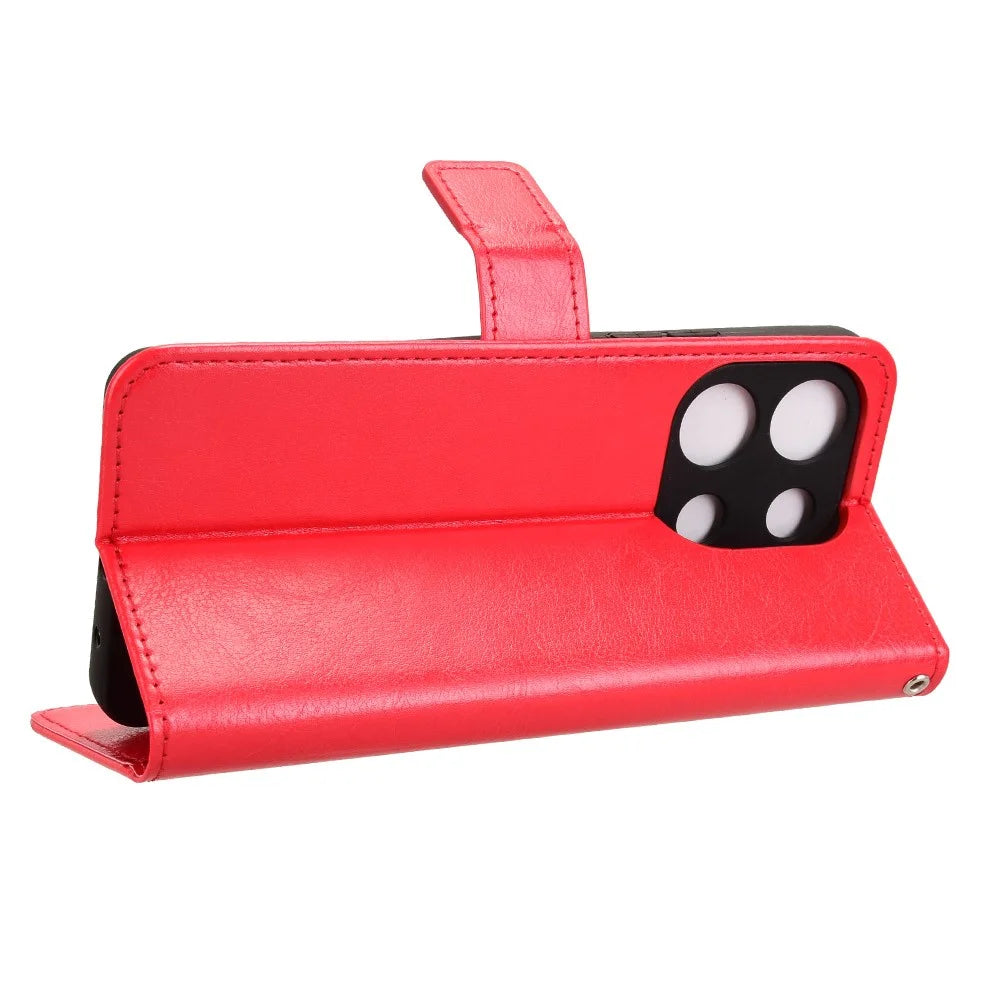 PU Leather Case For Umidigi Note 100  /  Note 100 5G  /  Note 100A Crazy Horse Texture Phone Wallet Cover - Red - 3