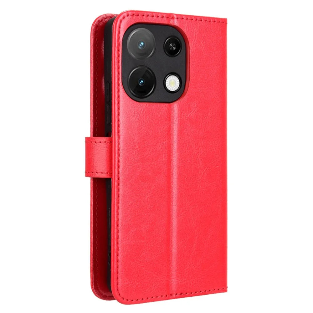 PU Leather Case For Umidigi Note 100  /  Note 100 5G  /  Note 100A Crazy Horse Texture Phone Wallet Cover - Red - 7