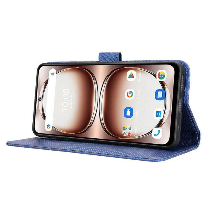 PU Leather Case For Umidigi Note 100  /  Note 100 5G  /  Note 100A Diamond Texture Wallet Phone Cover - Blue - 3