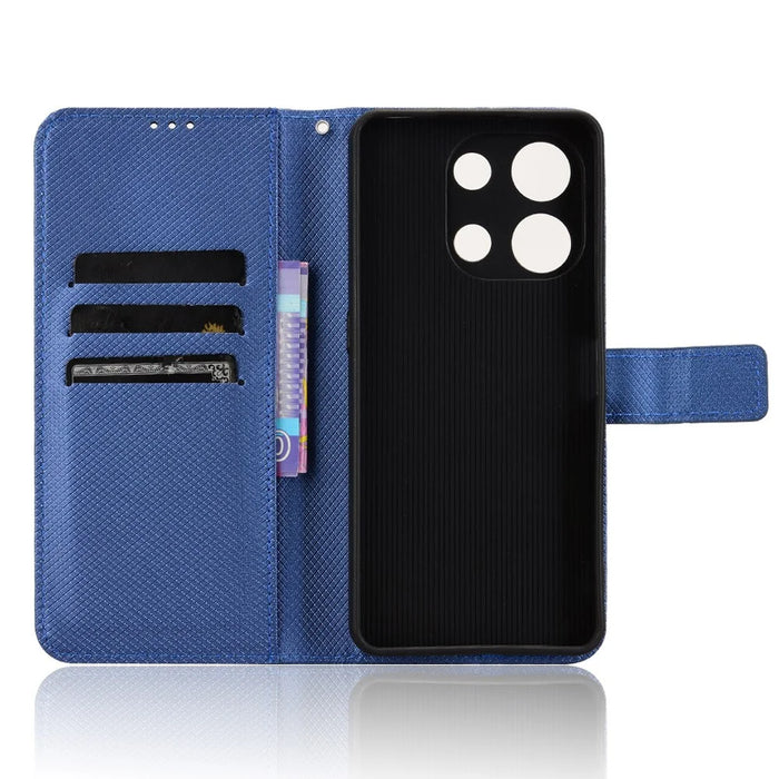 PU Leather Case For Umidigi Note 100  /  Note 100 5G  /  Note 100A Diamond Texture Wallet Phone Cover - Blue - 4
