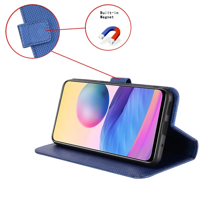 PU Leather Case For Umidigi Note 100  /  Note 100 5G  /  Note 100A Diamond Texture Wallet Phone Cover - Blue - 5