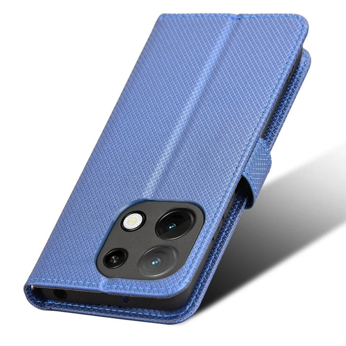 PU Leather Case For Umidigi Note 100  /  Note 100 5G  /  Note 100A Diamond Texture Wallet Phone Cover - Blue - 6