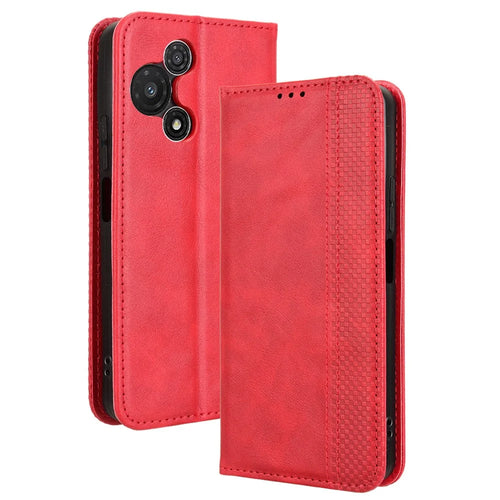 For TCL 60R 5G / TCL 60 5G Case Wallet Stand Retro Texture Leather Phone Cover - Red - 1