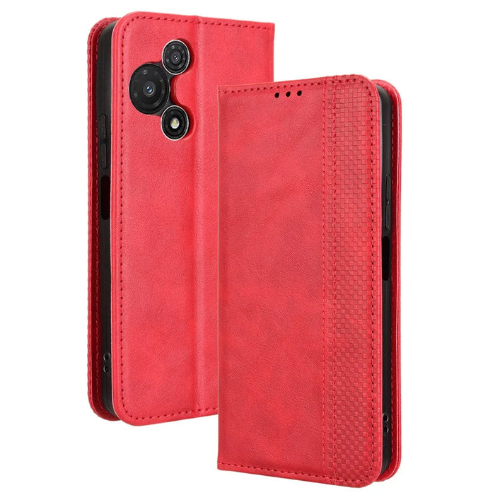For TCL 60R 5G / TCL 60 5G Case Wallet Stand Retro Texture Leather Phone Cover - Red - 1