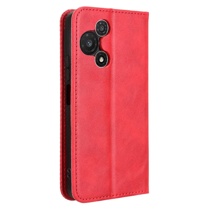 For TCL 60R 5G / TCL 60 5G Case Wallet Stand Retro Texture Leather Phone Cover - Red - 7
