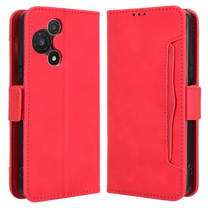 For TCL 60R 5G / TCL 60 5G Leather Case Phone Wallet Cover with Multiple Card Slots - Red - 1