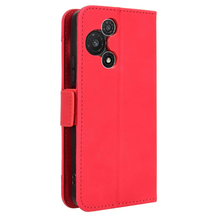 For TCL 60R 5G / TCL 60 5G Leather Case Phone Wallet Cover with Multiple Card Slots - Red - 7