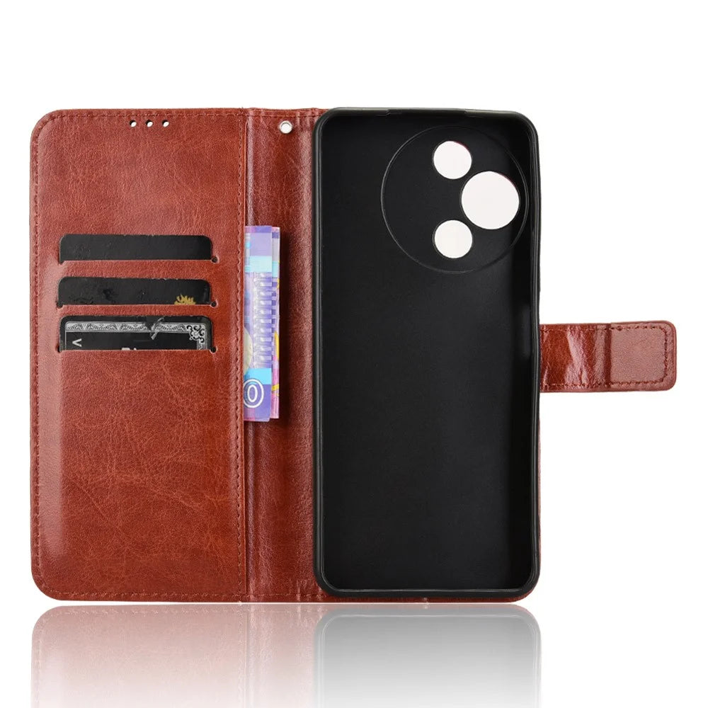 For TCL 60R 5G / TCL 60 5G Case Crazy Horse Texture PU Leather Phone Wallet Cover - Brown - 4