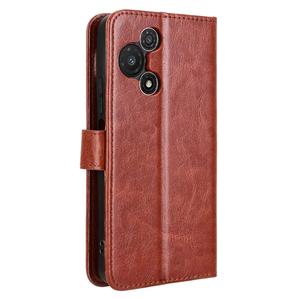 For TCL 60R 5G / TCL 60 5G Case Crazy Horse Texture PU Leather Phone Wallet Cover - Brown - 7