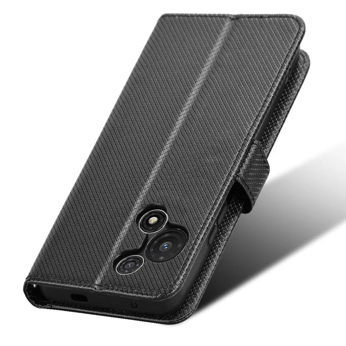 For TCL 60R 5G / TCL 60 5G Case PU Leather Diamond Texture Wallet Phone Cover - Black - 6