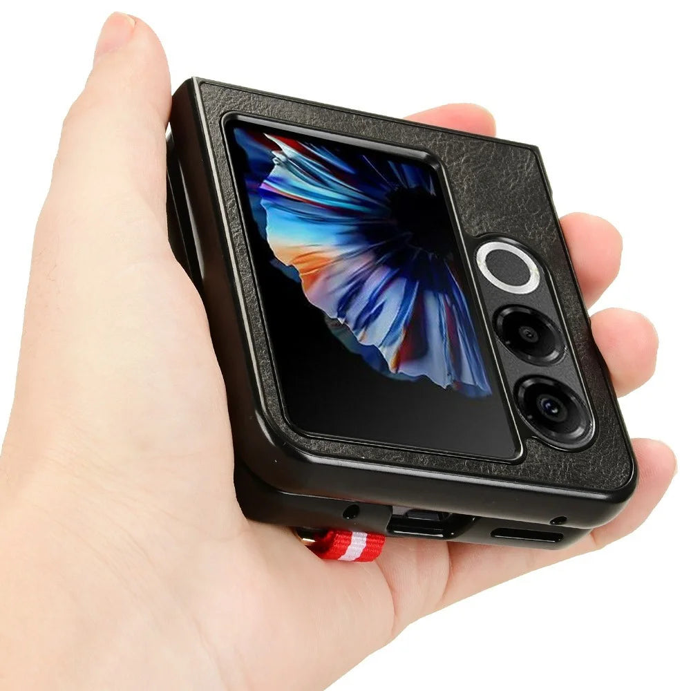 For ZTE nubia Flip2 5G A404ZT Case Wristband Kickstand Leather + PC + TPU Phone Cover with Bottle Opener - Black - 5