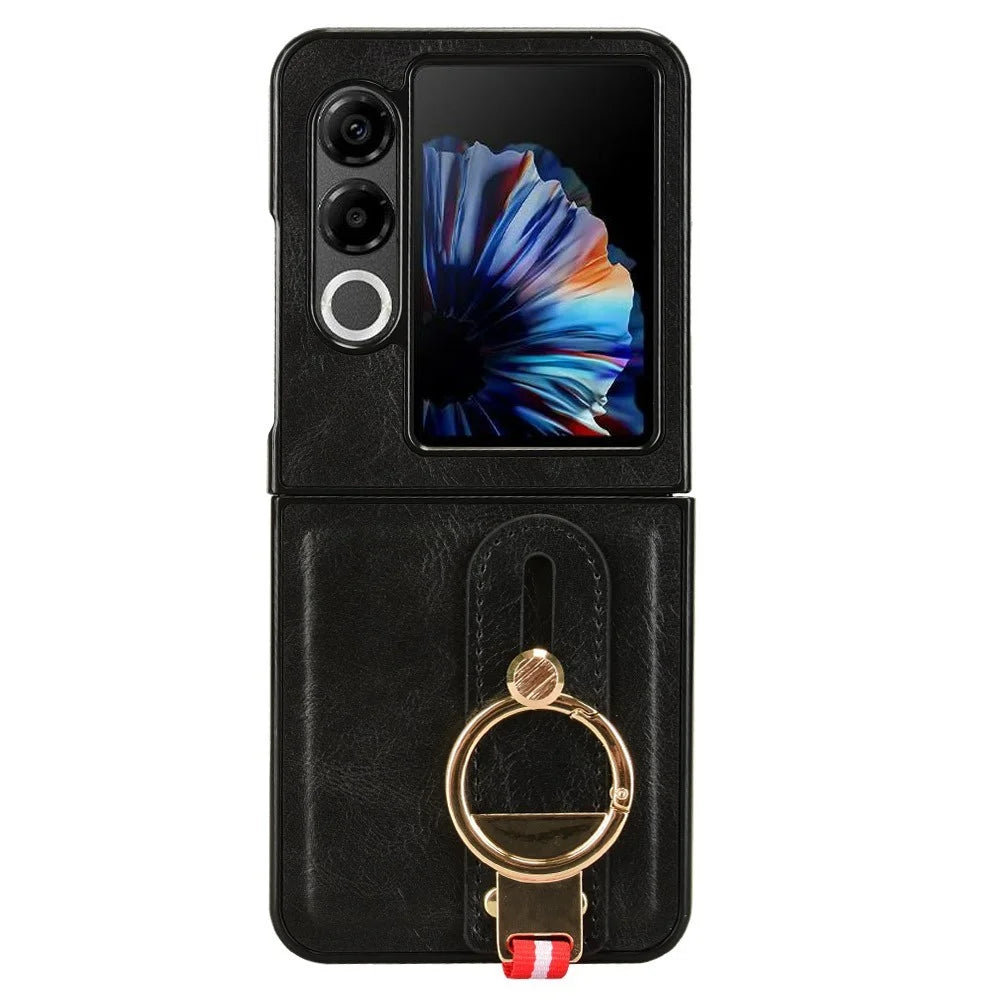 For ZTE nubia Flip2 5G A404ZT Case Wristband Kickstand Leather + PC + TPU Phone Cover with Bottle Opener - Black - 7