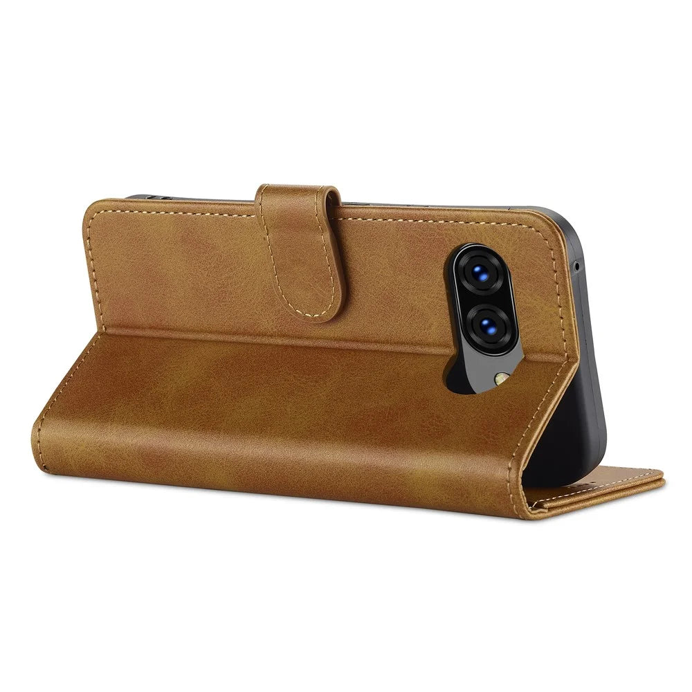 LC.IMEEKE For Google Pixel 9a Case Calf Texture PU Leather Stand Wallet Phone Cover - Yellow - 4