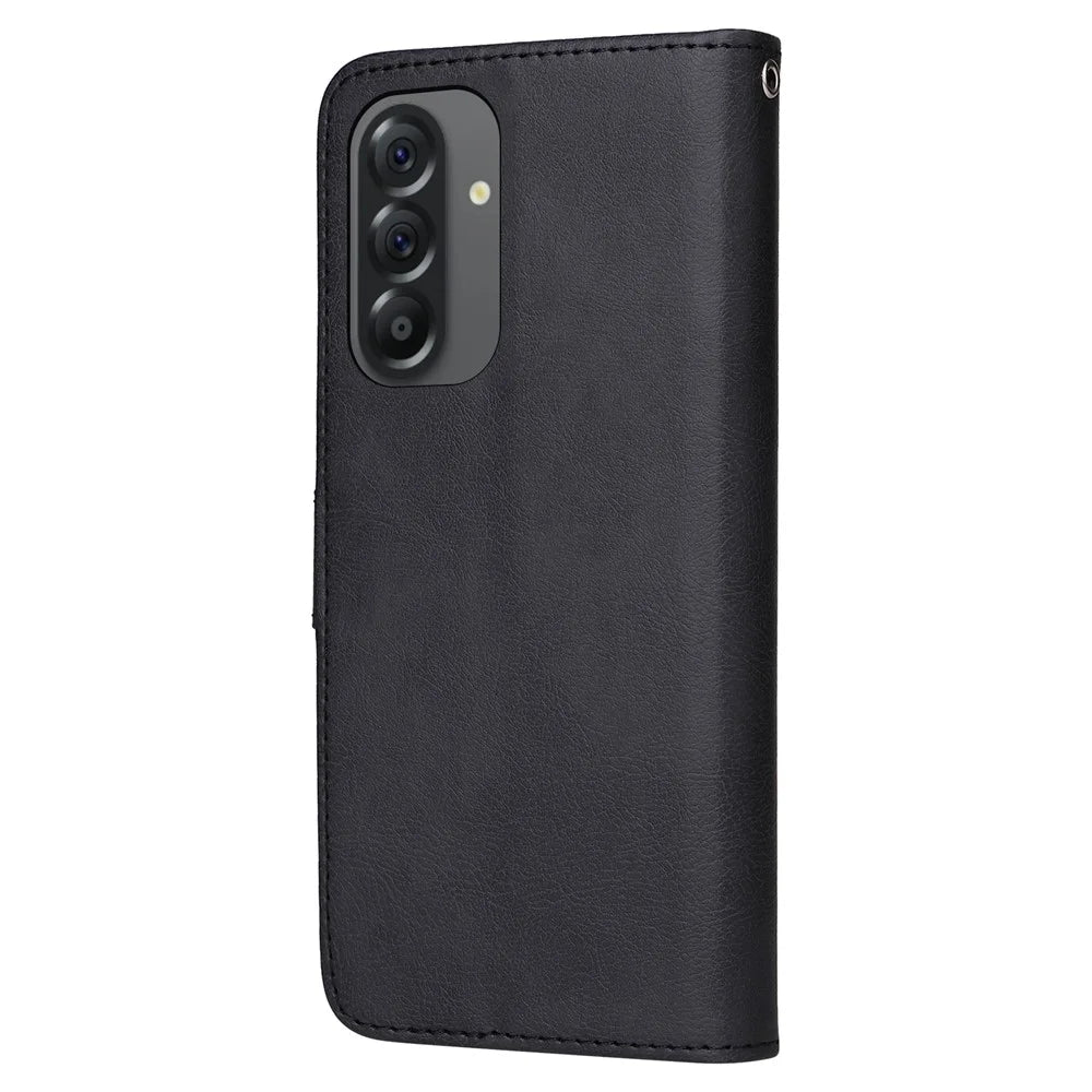 For Samsung Galaxy A56 5G / M56 5G / F56 5G / A36 5G Case 2 in 1 Detachable Magnetic Leather Wallet Mobile Cover with Strap - Black - 6
