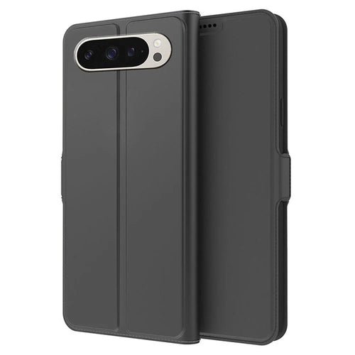 For Google Pixel 9 Pro XL Case Shockproof TPU Inner Shell Leather Phone Cover Card Slot - Black - 1