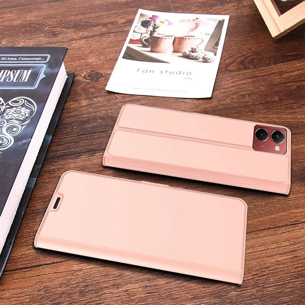 For Realme P3 Ultra 5G Case Shockproof TPU Inner Shell Leather Phone Cover Card Slot - Rose Gold - 7