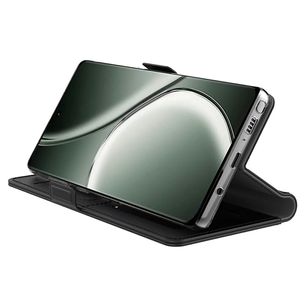 Phone Case For Realme P3 5G / 14 5G / Neo7x 5G Stand PU Leather Cover Card Holder Mirror - Black - 3