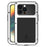 LOVE MEI For iPhone 14 Pro Silicone + Metal Shockproof Case with Tempered Glass Film - White - 1