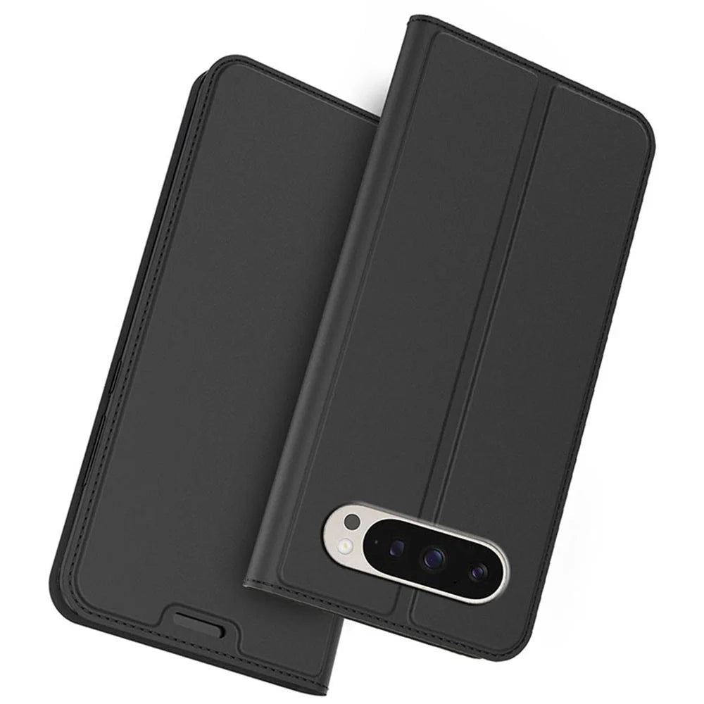 For Google Pixel 10 Pro XL Case PU Leather Phone Cover with Card Holder Stand - Black - 1