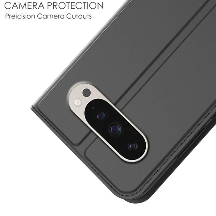 For Google Pixel 10 Pro XL Case PU Leather Phone Cover with Card Holder Stand - Black - 5
