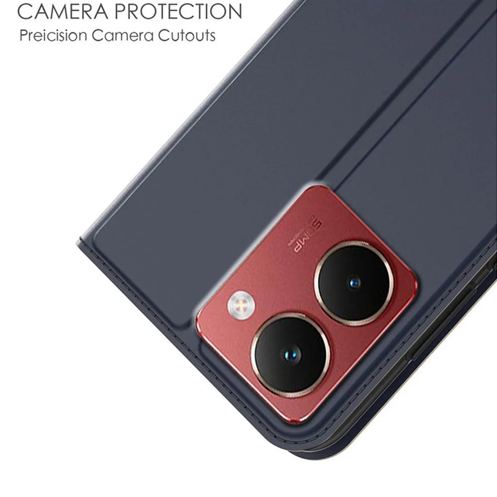 For Realme P3 Ultra 5G Case PU Leather Phone Cover with Card Holder Stand - Blue - 5