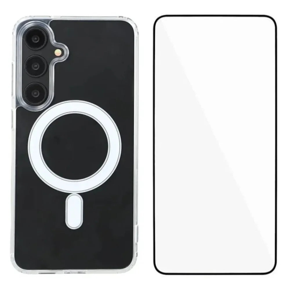 WANLONFENG LM Series For Samsung Galaxy S25+ Clear Phone Magnetic Case with Screen Film (Big Lens Hole) - 1