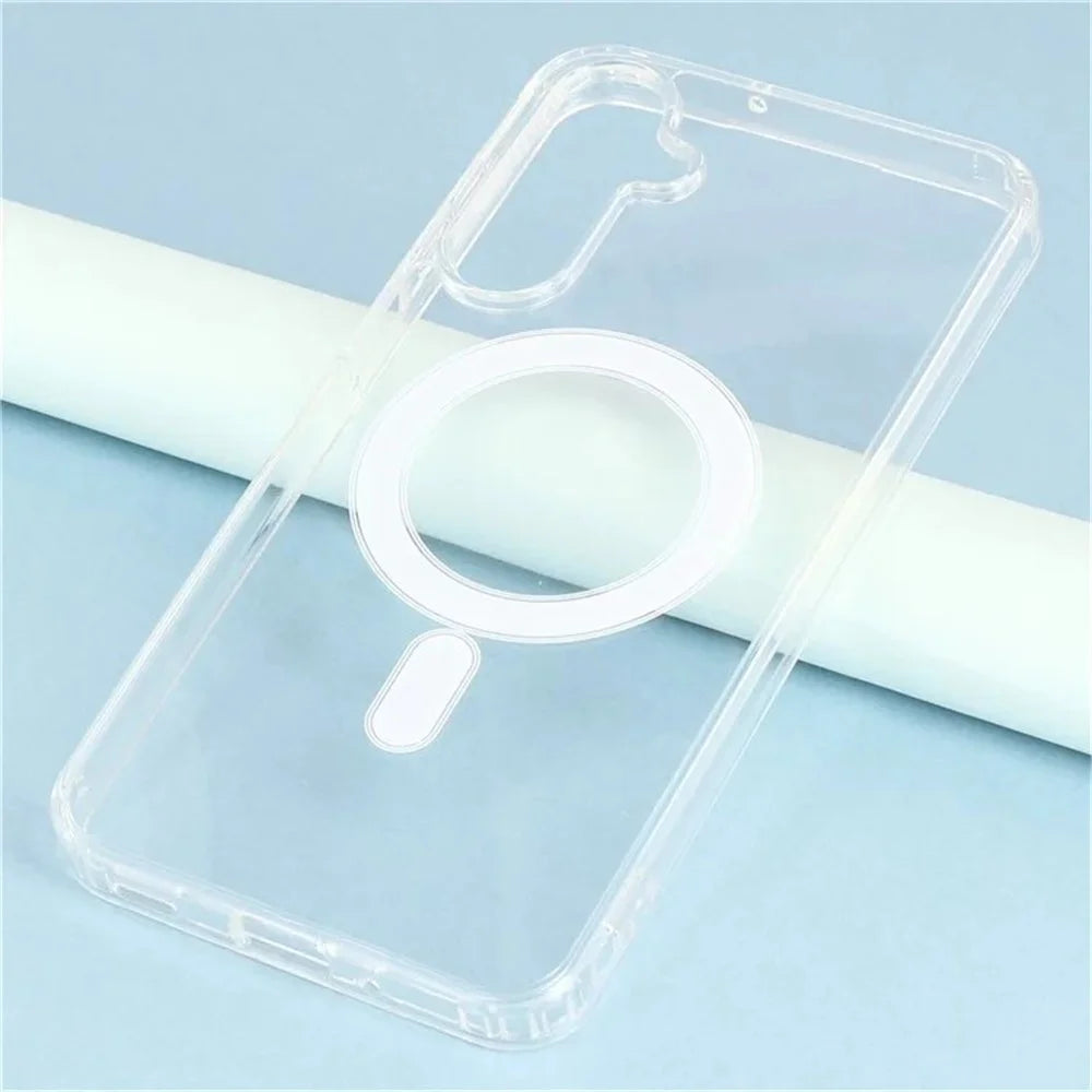 WANLONFENG LM Series For Samsung Galaxy A56 5G Clear Phone Magnetic Case with Screen Film (Big Lens Hole) - 7