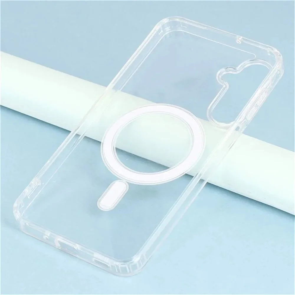 WANLONFENG LM Series For Samsung Galaxy A36 5G Clear Phone Magnetic Case with Screen Film (Big Lens Hole) - 6