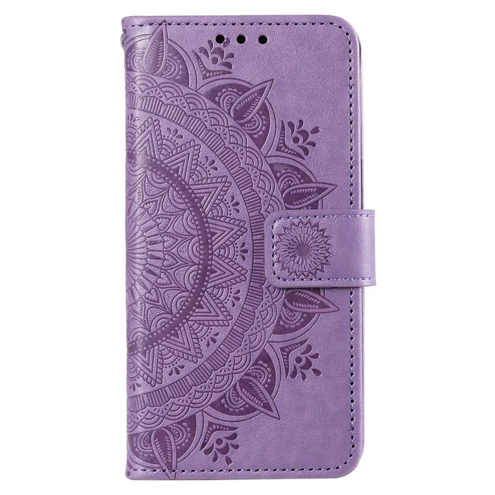 For Samsung Galaxy Z Fold4 5G Mandala Flower Pattern Imprinted Wallet Case PU Leather Stand Magnetic Flip Cover - Purple - 5