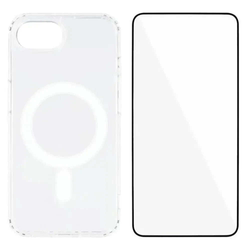 WANLONFENG LM Series For iPhone 17e / 16e Clear Phone Case Compatible with MagSafe with Screen Film (Big Lens Hole) - 1