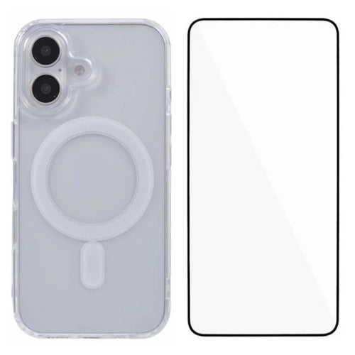 WANLONFENG LM Series For iPhone 16 Clear Phone Case Compatible with MagSafe with Screen Film (Big Lens Hole) - 1