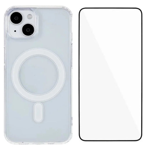 WANLONFENG LM Series For iPhone 14 Clear Phone Case Compatible with MagSafe with Screen Film (Big Lens Hole) - 1