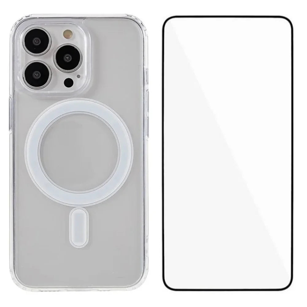 WANLONFENG LM Series For iPhone 13 Pro Clear Phone Case Compatible with MagSafe with Screen Film (Big Lens Hole) - 1