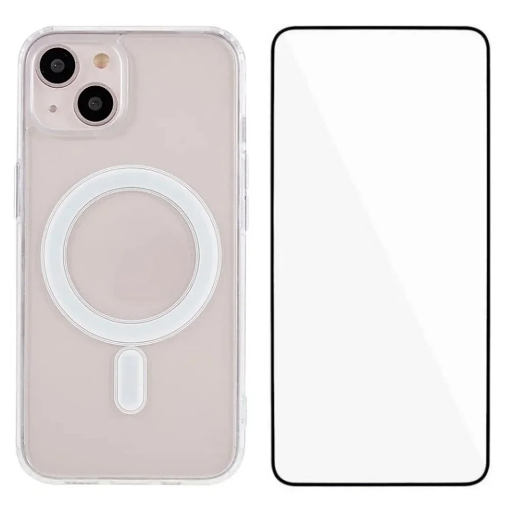 WANLONFENG LM Series For iPhone 13 Clear Phone Case Compatible with MagSafe with Screen Film (Big Lens Hole) - 1