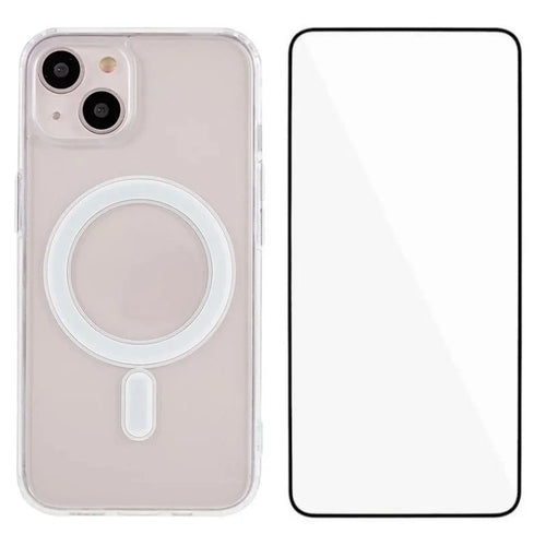 WANLONFENG LM Series For iPhone 13 Clear Phone Case Compatible with MagSafe with Screen Film (Big Lens Hole) - 1