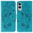 For Samsung Galaxy S25 Edge Case Wallet Stand Imprinted Rose Butterfly PU Leather Phone Cover - Blue - 1