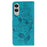 For Samsung Galaxy S25 Edge Case Wallet Stand Imprinted Rose Butterfly PU Leather Phone Cover - Blue - 5