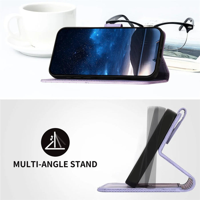 For Samsung Galaxy A35 5G Leather Wallet Case Butterfly Flower Imprinted Phone Cover with Strap - Purple - 3