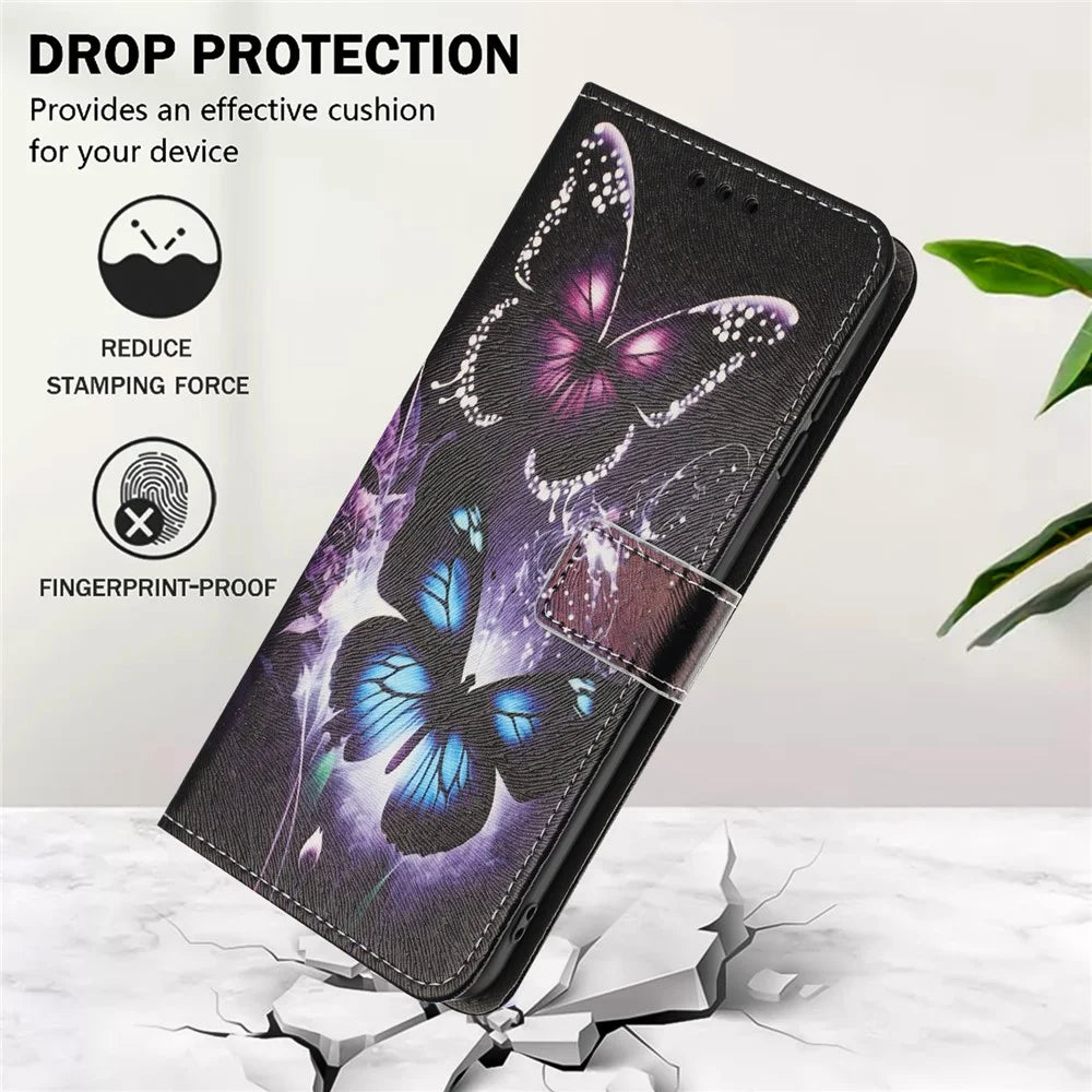YX-2501 For iPhone 14 Pro Max Case Pattern Printing PU Leather Wallet Phone Cover with Lanyard - Two Butterflies - 5