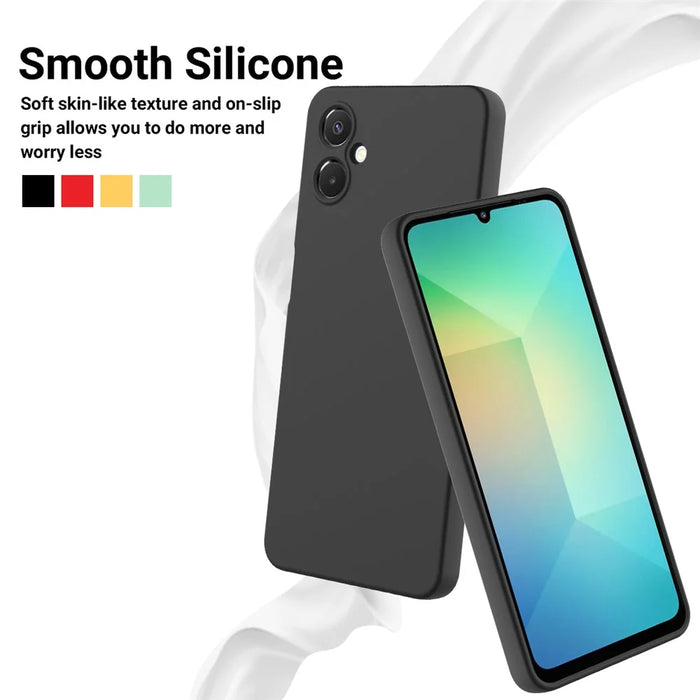 For Samsung Galaxy A06 5G Liquid Silicone Case Phone Back Cover with Hand Strap - Black - 3