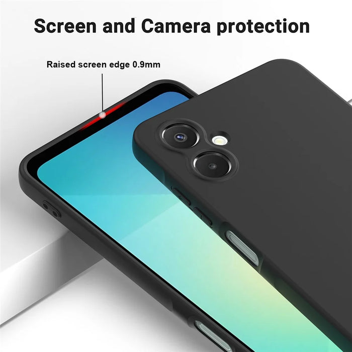 For Samsung Galaxy A06 5G Liquid Silicone Case Phone Back Cover with Hand Strap - Black - 4