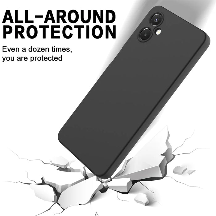 For Samsung Galaxy A06 5G Liquid Silicone Case Phone Back Cover with Hand Strap - Black - 5