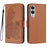 For Samsung Galaxy S25 Edge Phone Cases Mandala Flower Leather Wallet Mobile Cover with Strap - Coffee - 1
