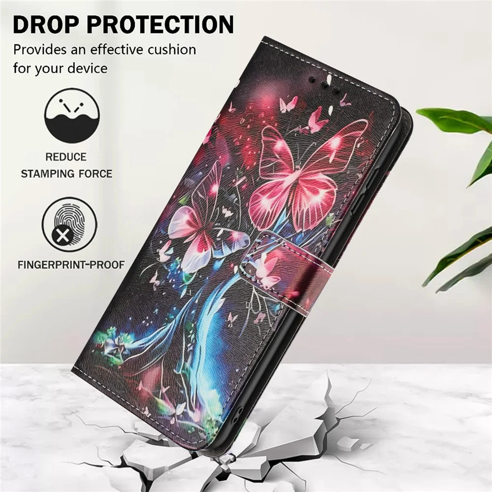 YX-2501 For Samsung Galaxy S25 Edge Case Pattern Printing PU Leather Wallet Phone Cover with Lanyard - Butterfly Tree - 5