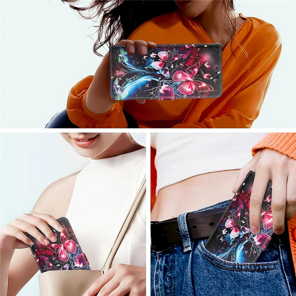 YX-2501 For Samsung Galaxy S25 Edge Case Pattern Printing PU Leather Wallet Phone Cover with Lanyard - Butterfly Tree - 6