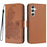 For Samsung Galaxy A34 5G Phone Cases Mandala Flower Leather Wallet Mobile Cover with Strap - Coffee - 1