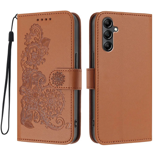 For Samsung Galaxy A16 4G / Galaxy A26 5G / Galaxy A16 5G Phone Cases Mandala Flower Leather Wallet Mobile Cover with Strap - Coffee - 1