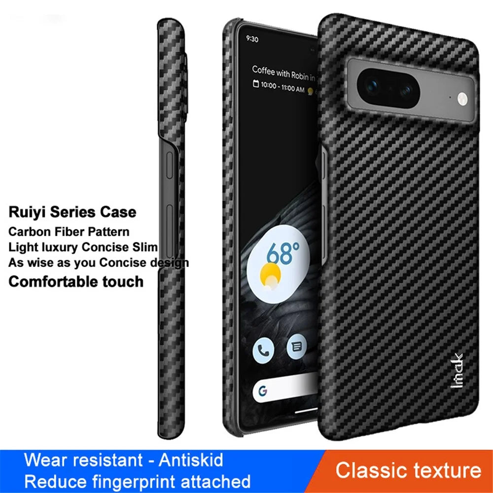 IMAK Ruiyi Series for Google Pixel 7 5G Carbon Fiber Texture PU Leather Coated PC Case Scratch-resistant Cell Phone Cover - 2