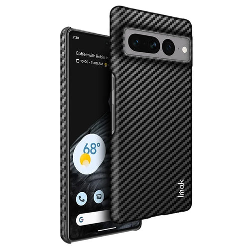 IMAK Ruiyi Series for Google Pixel 7 Pro 5G Carbon Fiber Texture Anti-drop Phone Case PU Leather Coated PC Back Cover - 1